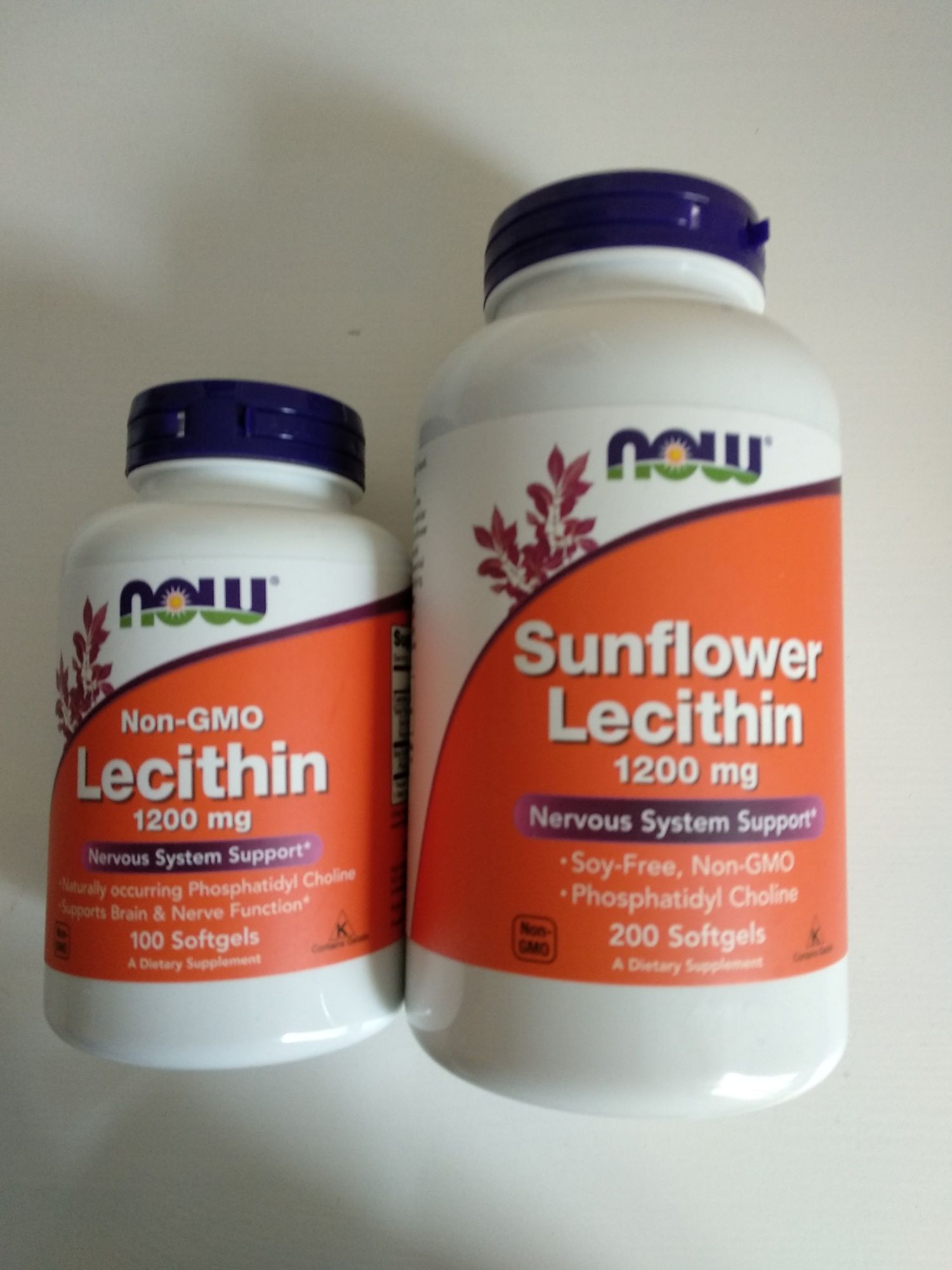 Соняшниковий лецитин, соєвий Lecithin, Now Foods, 1200мг, 200 та 100шт