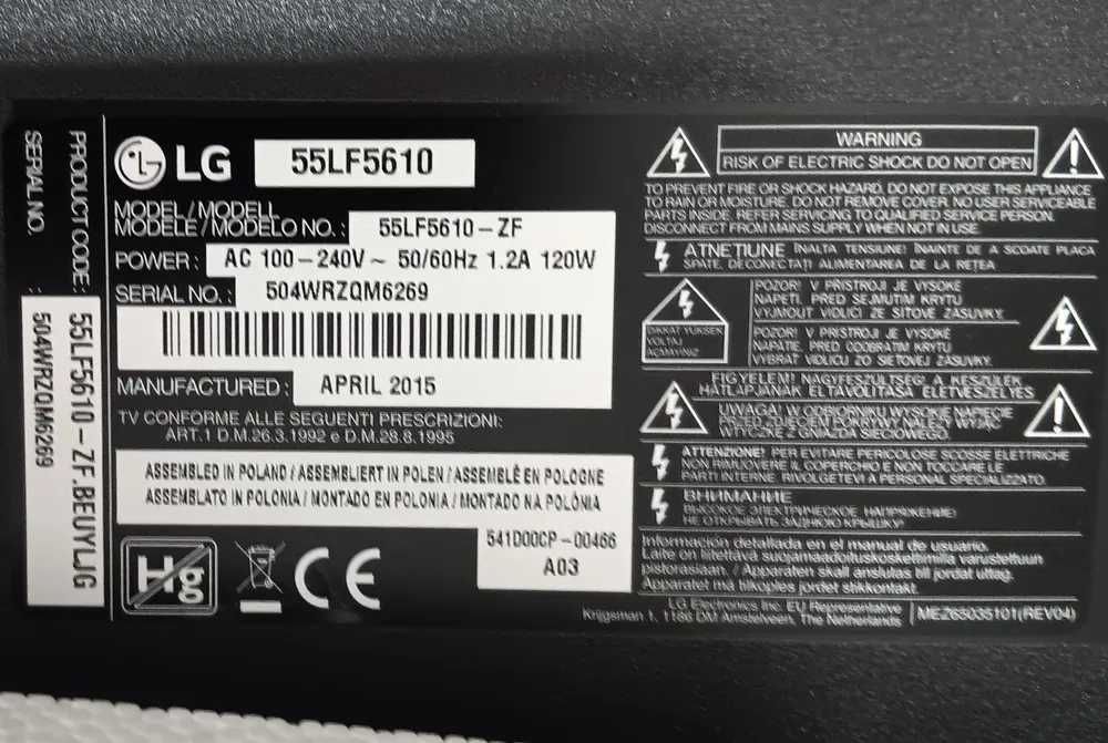 TV LG 55" com comando
