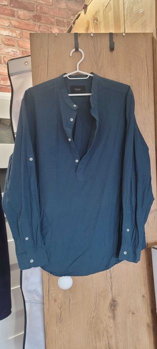 2-w-1 "Reserved" męskie koszule granatowym i beżowym zapięciem guziki