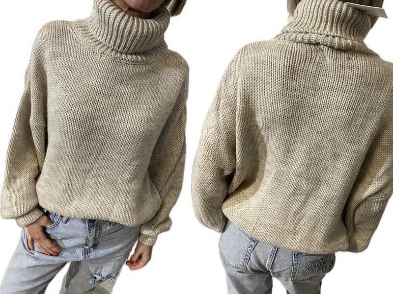 Project runway - lemonada nowy sweter beżowy - golf Uni