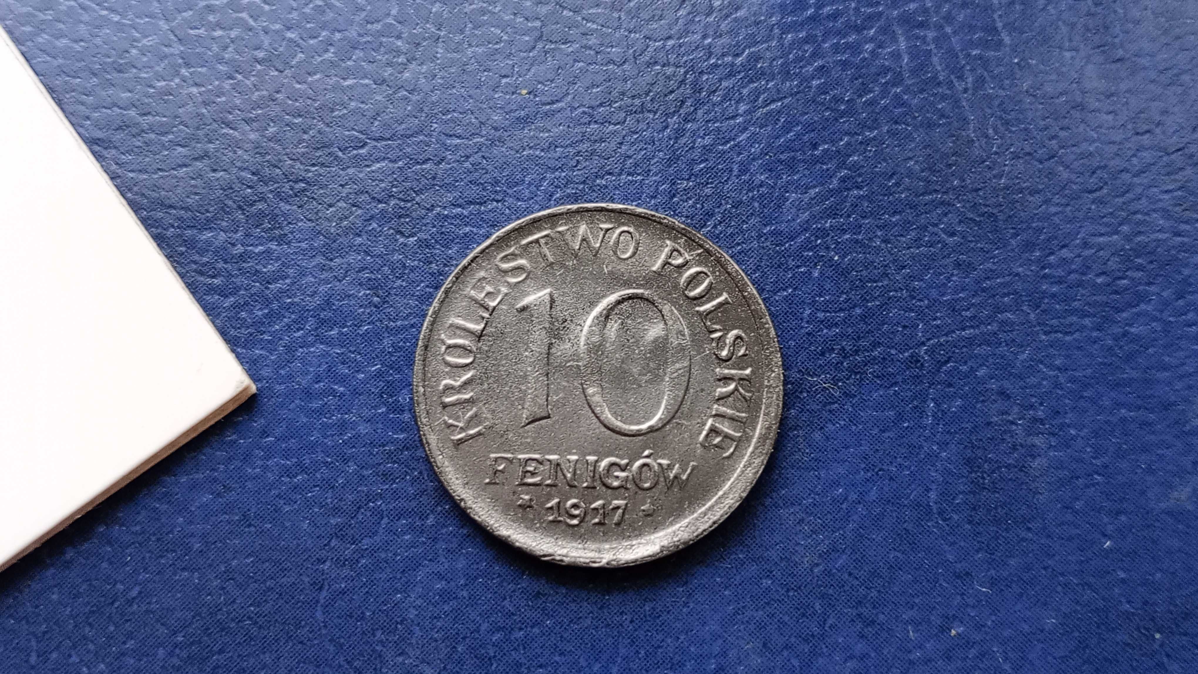 Stare monety 10 fenigów 1917 Królestwo Polskie cudo