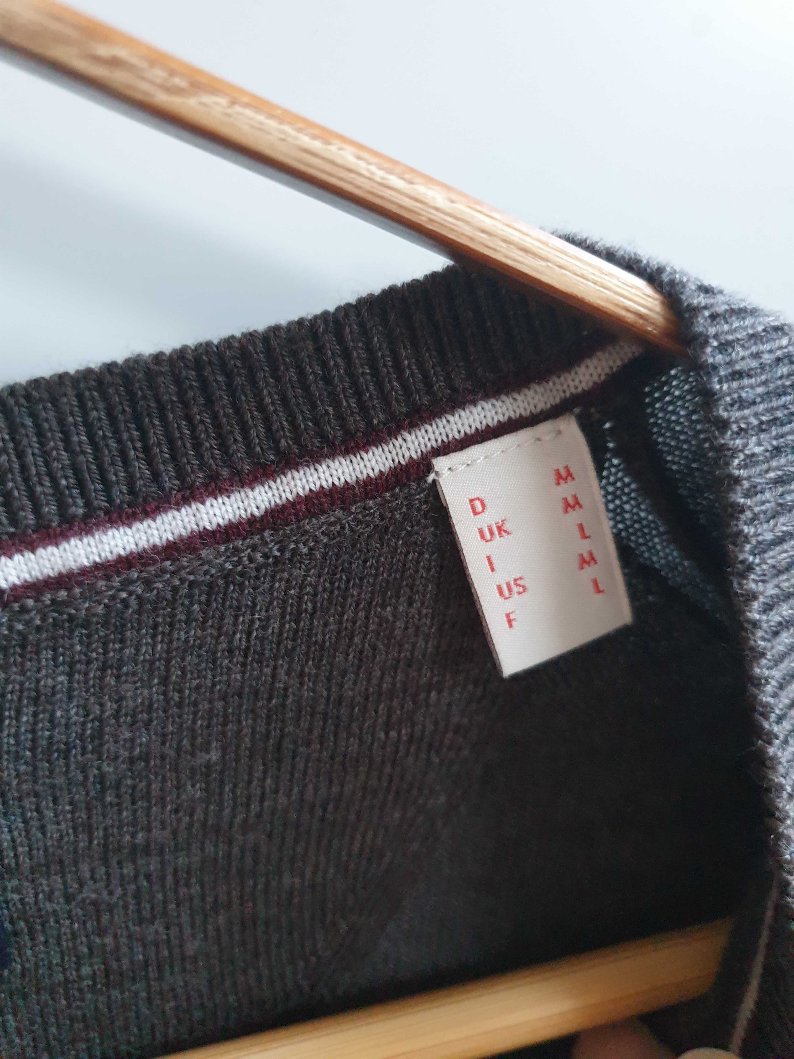 Brązowy  sweter 100% wełna merino Esprit męski M damski 38 40