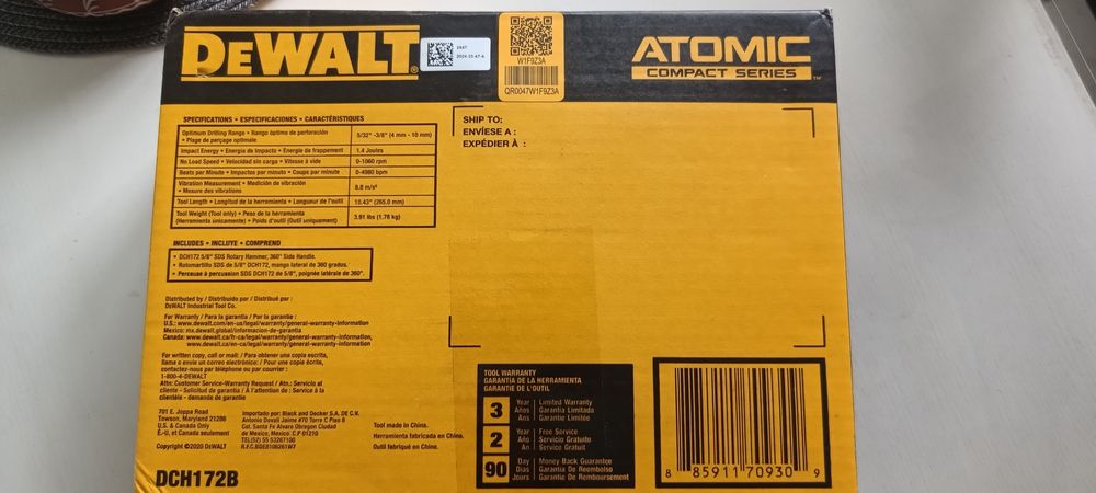 Перфоратор DeWalt DCH172B