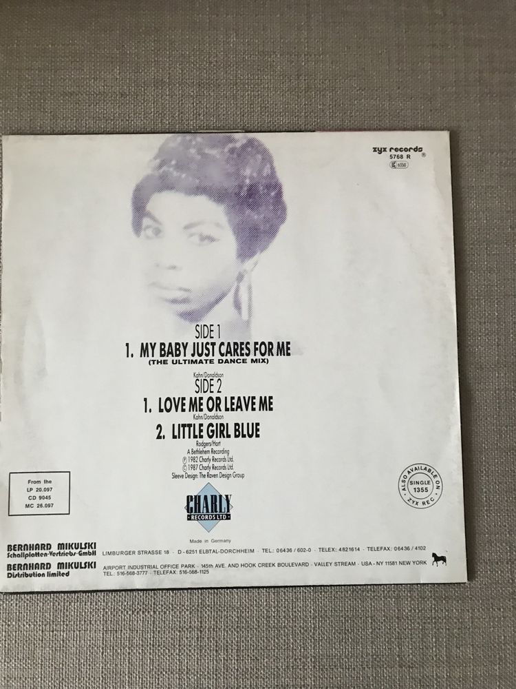 Winyl maxi 12: Nina Simone - My Baby Just Cares For Me /Dance Mix/.