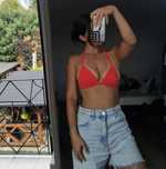 Czerwone bikini strój kąpielowy stanik swimwear bra S M