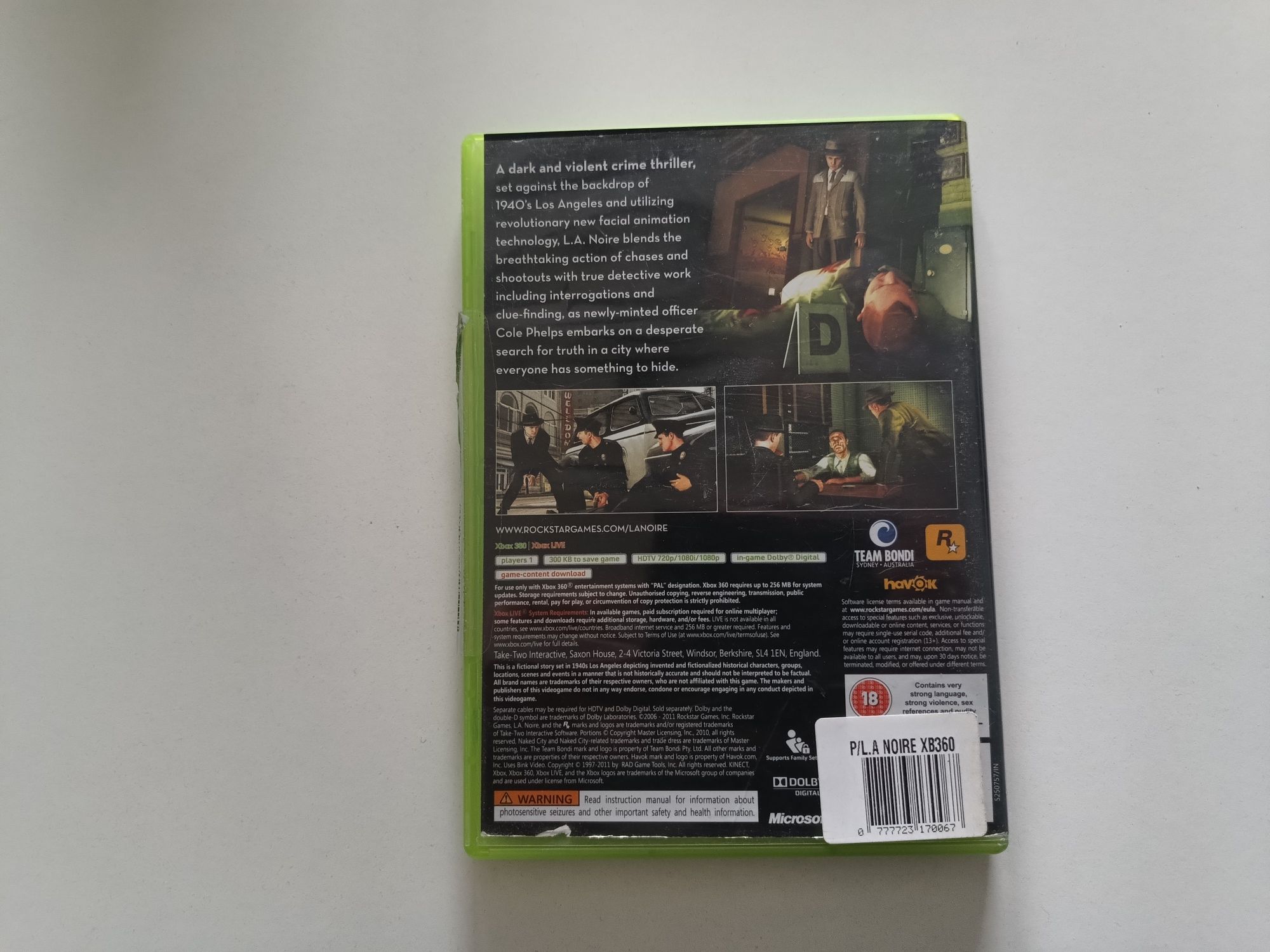Gra Xbox 360 La Noire L.A. NOIRE