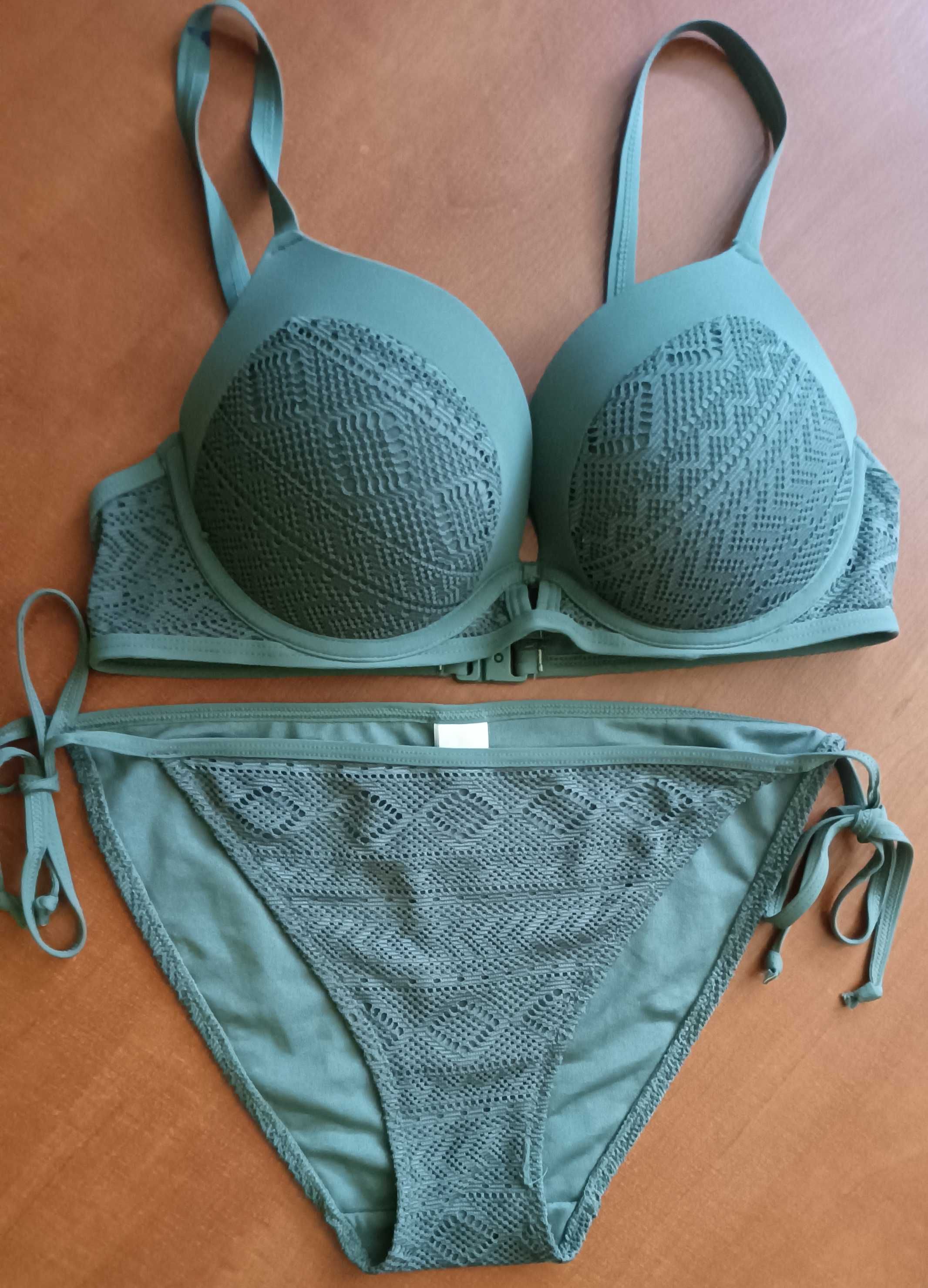 Damski dwuczęściowy strój kąpielowy, khaki, 38, cubus