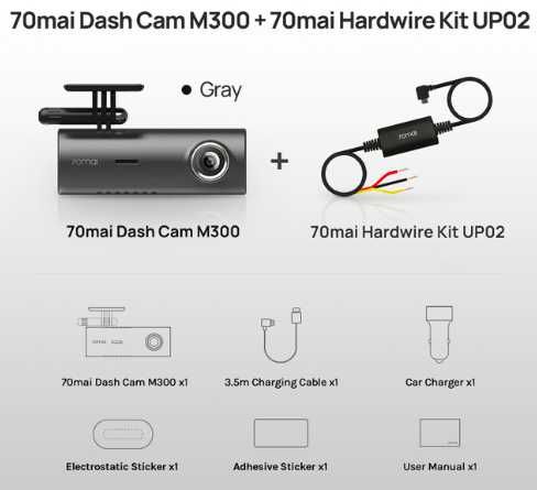 Wideorejestrator 70mai Dash Cam M300 + adapter zasilania Midrive UP02