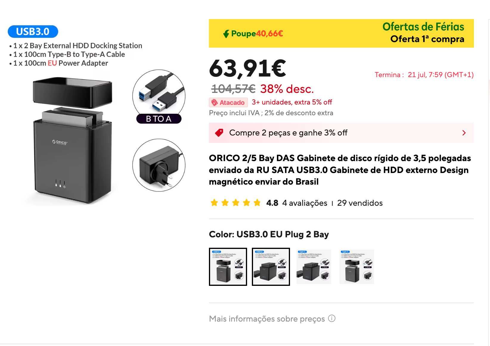Orico Dock para discos