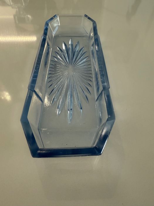 Art deco przepiękny zestaw karafka, żardiniera, tacka, szkło kryształ