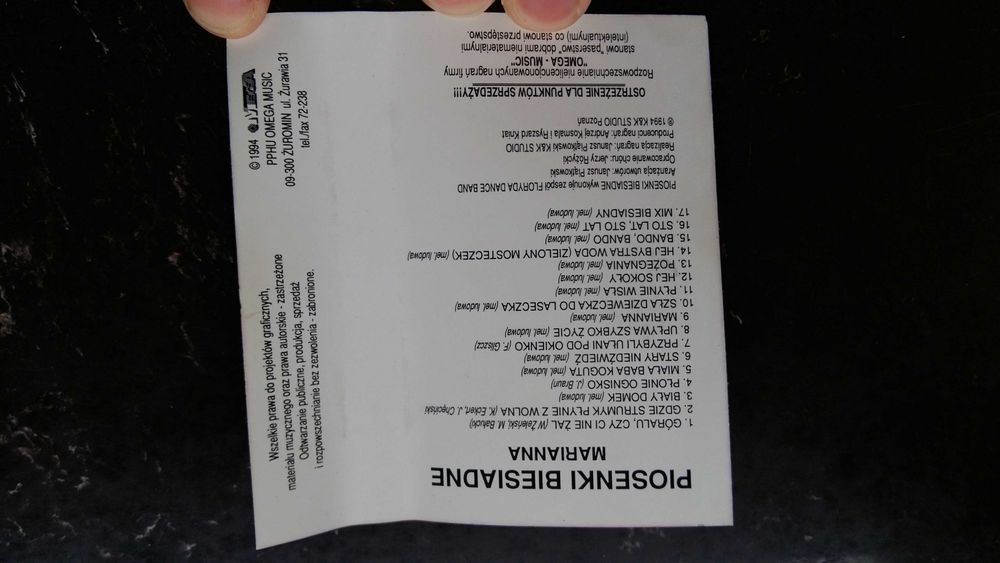 Kaseta magnetofonowa Floryda Dance Band Marianna- Piosenki biesiadne