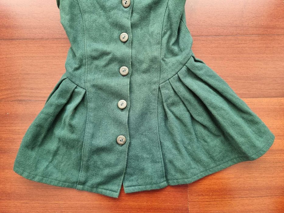 Vestido quentinho verde escuro sem mangas, 24 meses