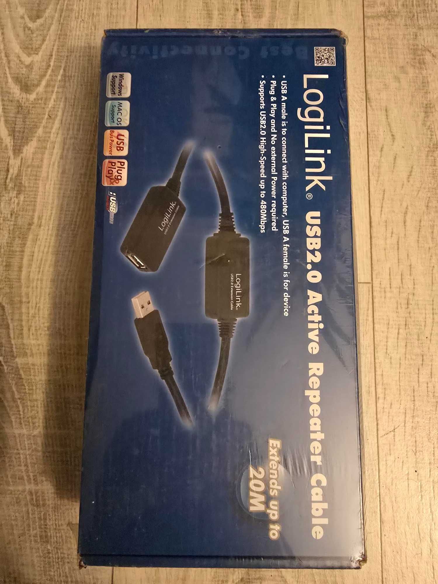 LogiLink USB 2.0 Active Repeater, 20m, Nowy