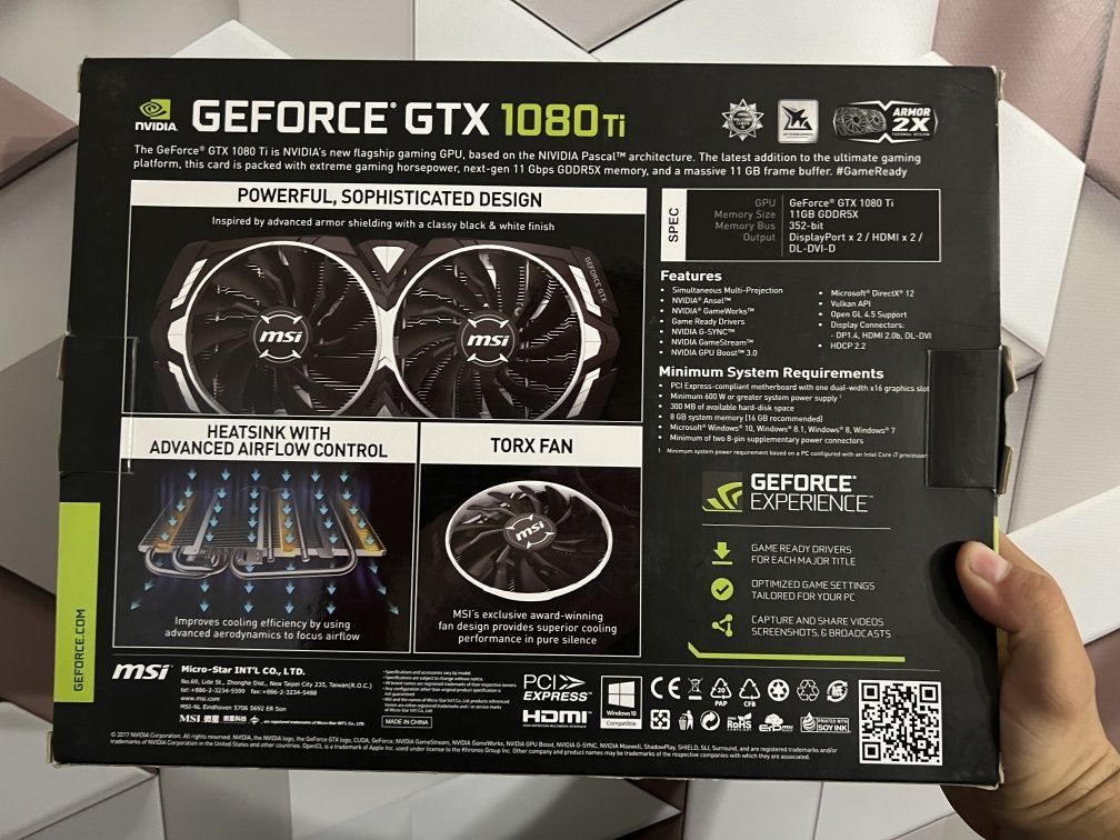 Видеокарта NVIDIA MSI Armor GTX 1080 Ti 11Gb