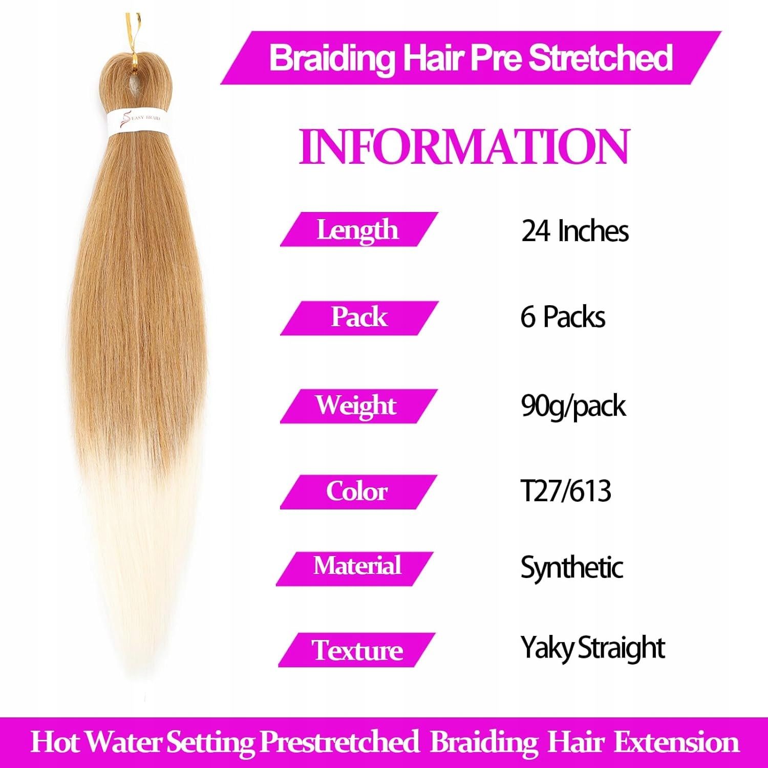 Przedłużane Włosy do Warkoczy 60cm Ombre Blond Syntetyczne Włosy