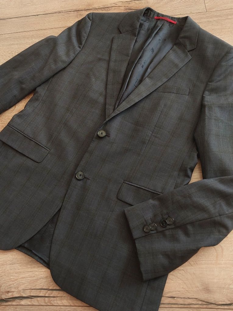 Marynarka Hugo Boss Wełniana marynarka w kratkę Marynarka Virgin wool
