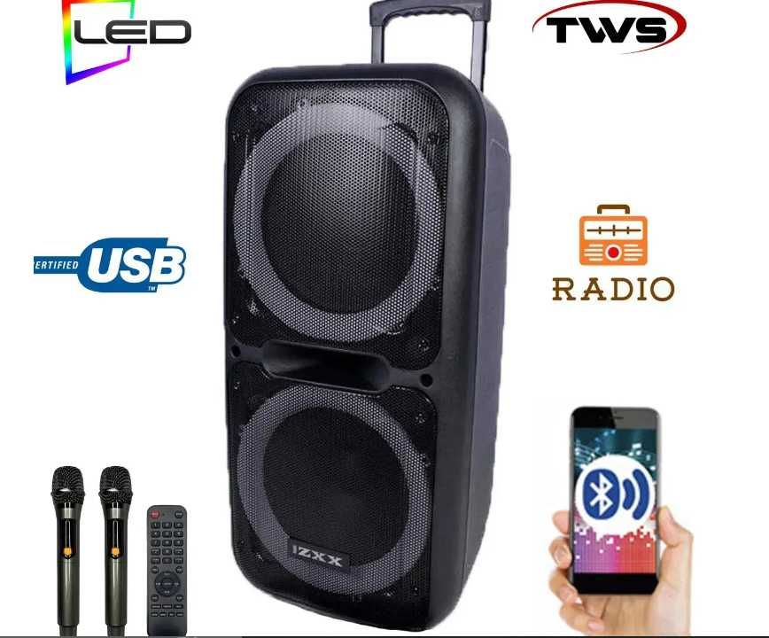 Мощная Bluetooth колонка ZXX-7575 2×12" с микрофонами и TWS Акустика.