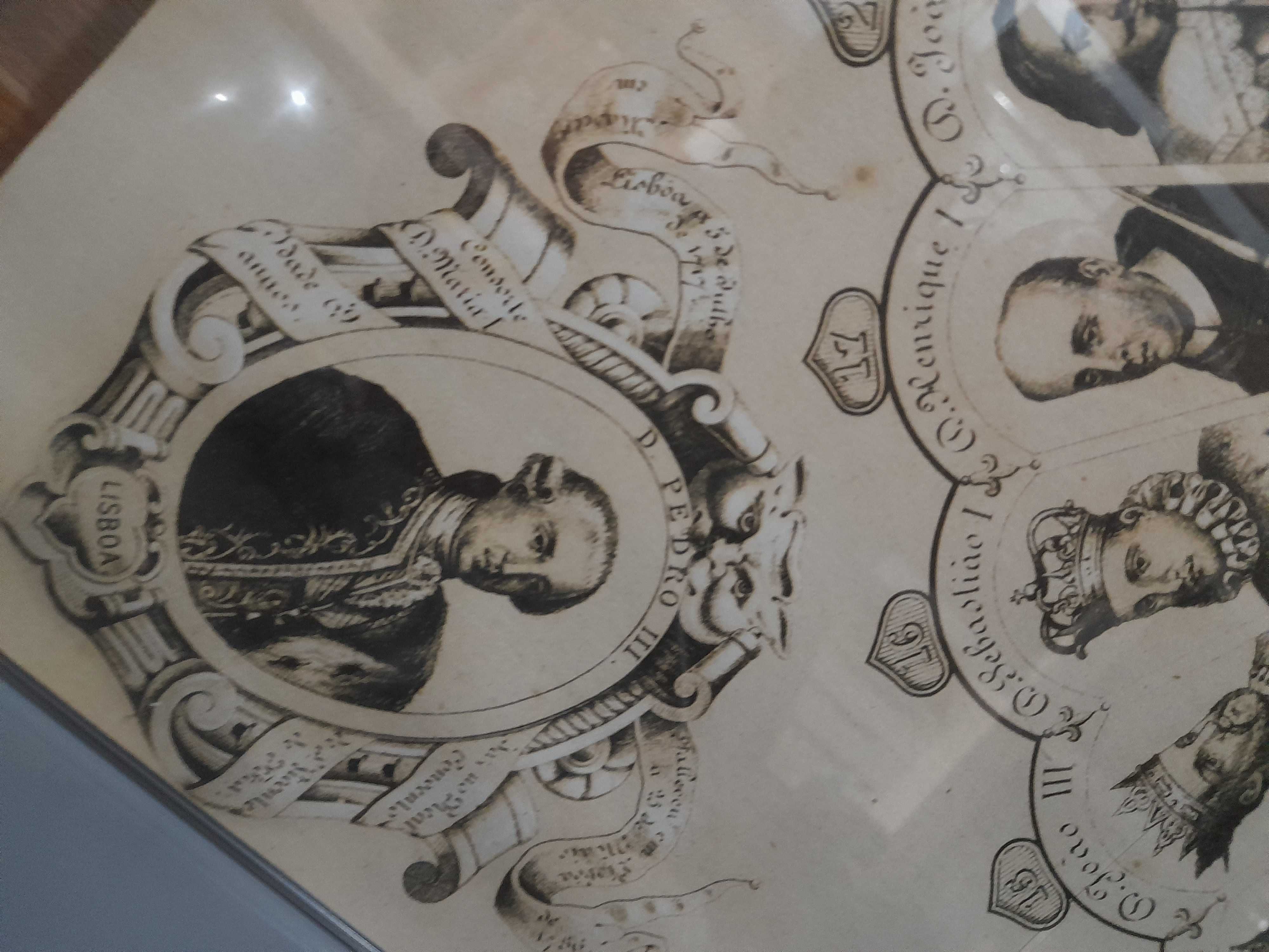 Quadro moldura acrílico,  Bustos e Cronologia dos soberanos d Portugal