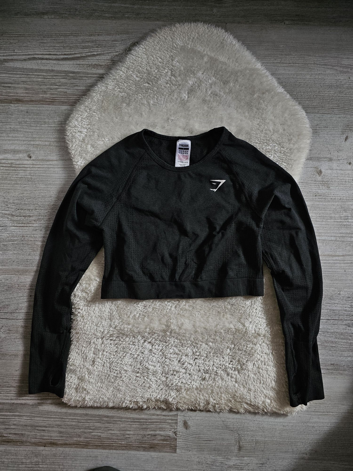 Gymshark Vital Seamless Crop Top Rozmiar L Czarny Long Sleeve Koszulka