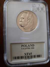 Moneta srebrna 5 zł. Piłsudski z 1934r