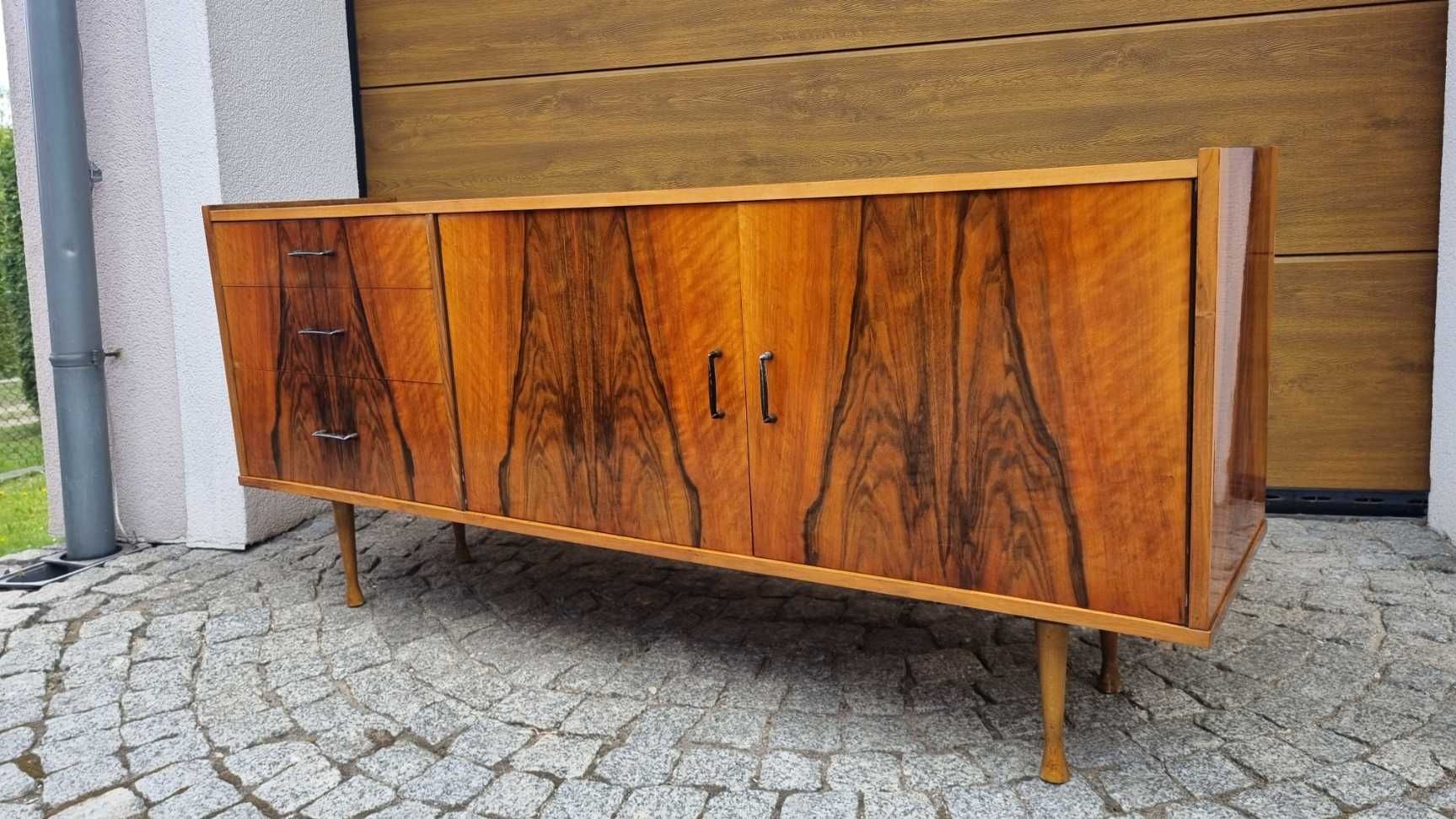 Dobry Stan Mega Fornir Sideboard Długa Komoda Lata 60 Grabiński PRL