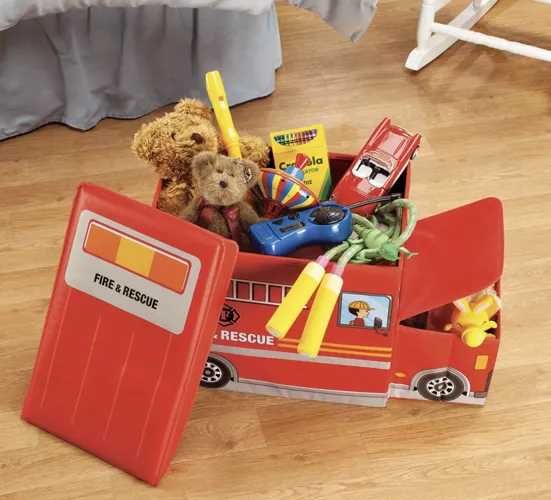 Kufer na zabawki skrzynia pojemnik na klocki Pufa straż pożarna