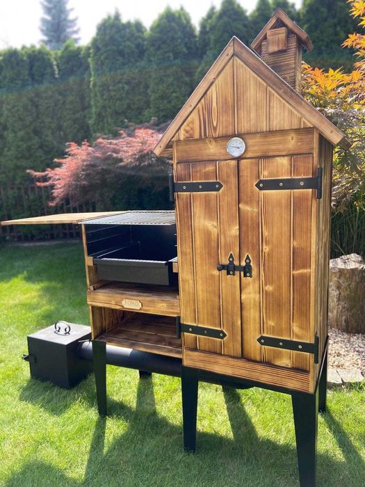Wędzarnia Drewniana Ogrodowa z Grillem 2 w 1