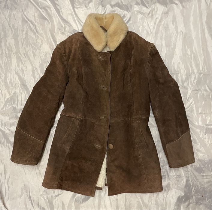 Oryginalny kożuszek naturalny damski na stójce  vintage 36 S