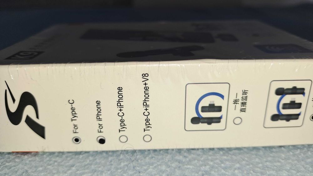 Microfone sem fio para telemóvel com entrada USB-C e Iphone. Novo