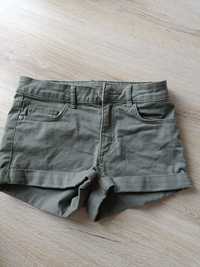 Spodnie krótkie eleganckie jeansowe dla dziewczynki 146 h&m nowe zielo