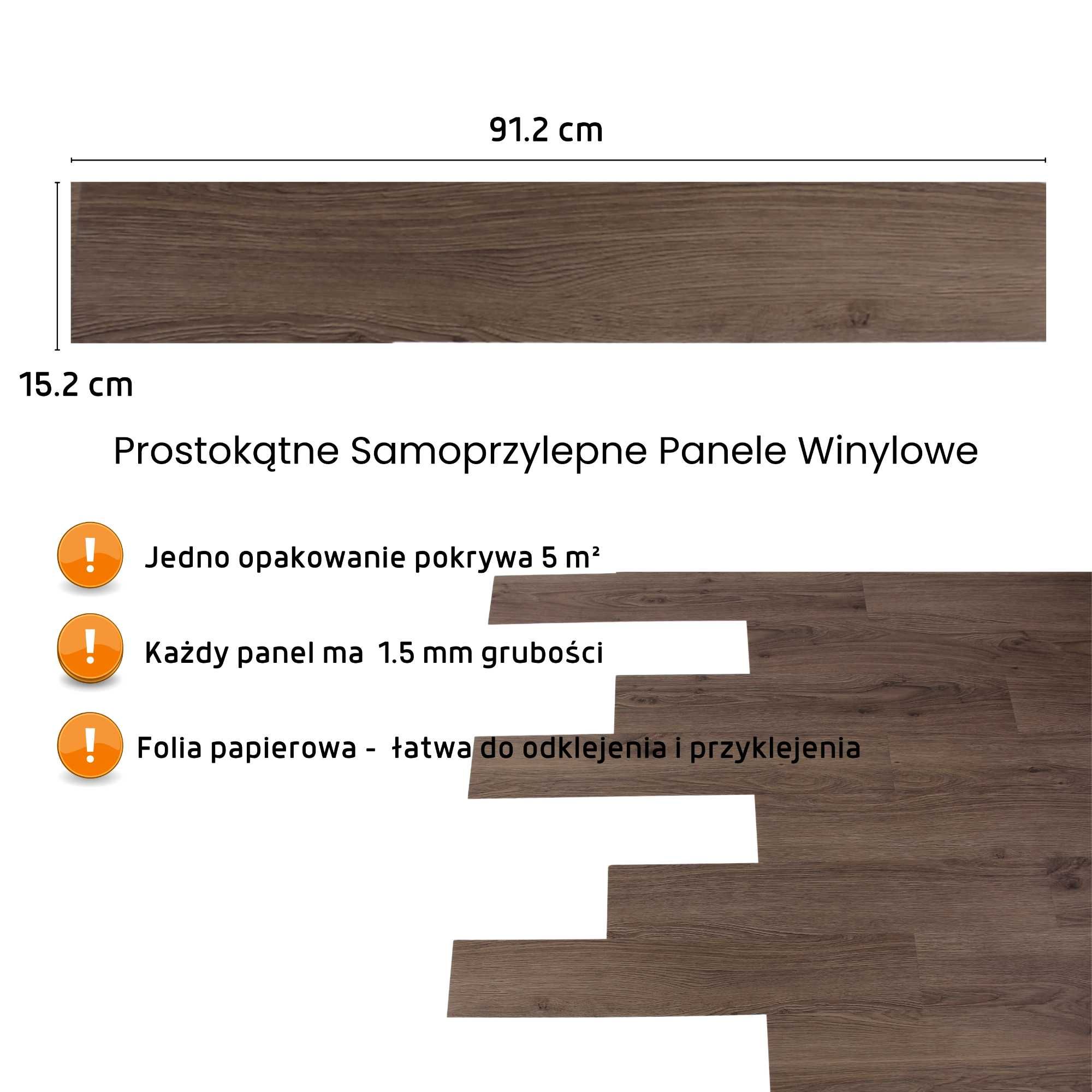 Panele Winylowe Brąz Dąb 5 m² Naklejki Deski Podłogowe jak Drewno 7-05