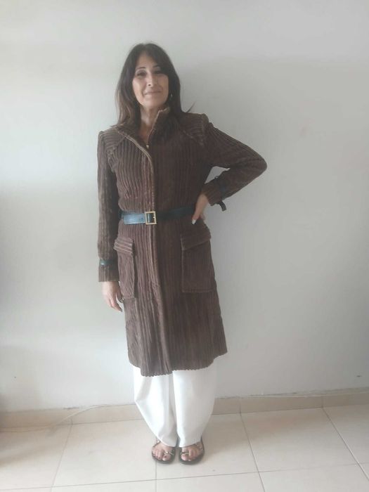 Casaco comprido Veludo Verde Acastanhado Purification Garcia