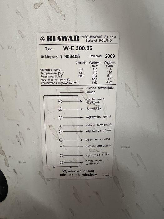 Zbiornik CWU podwójna wezownica 300l