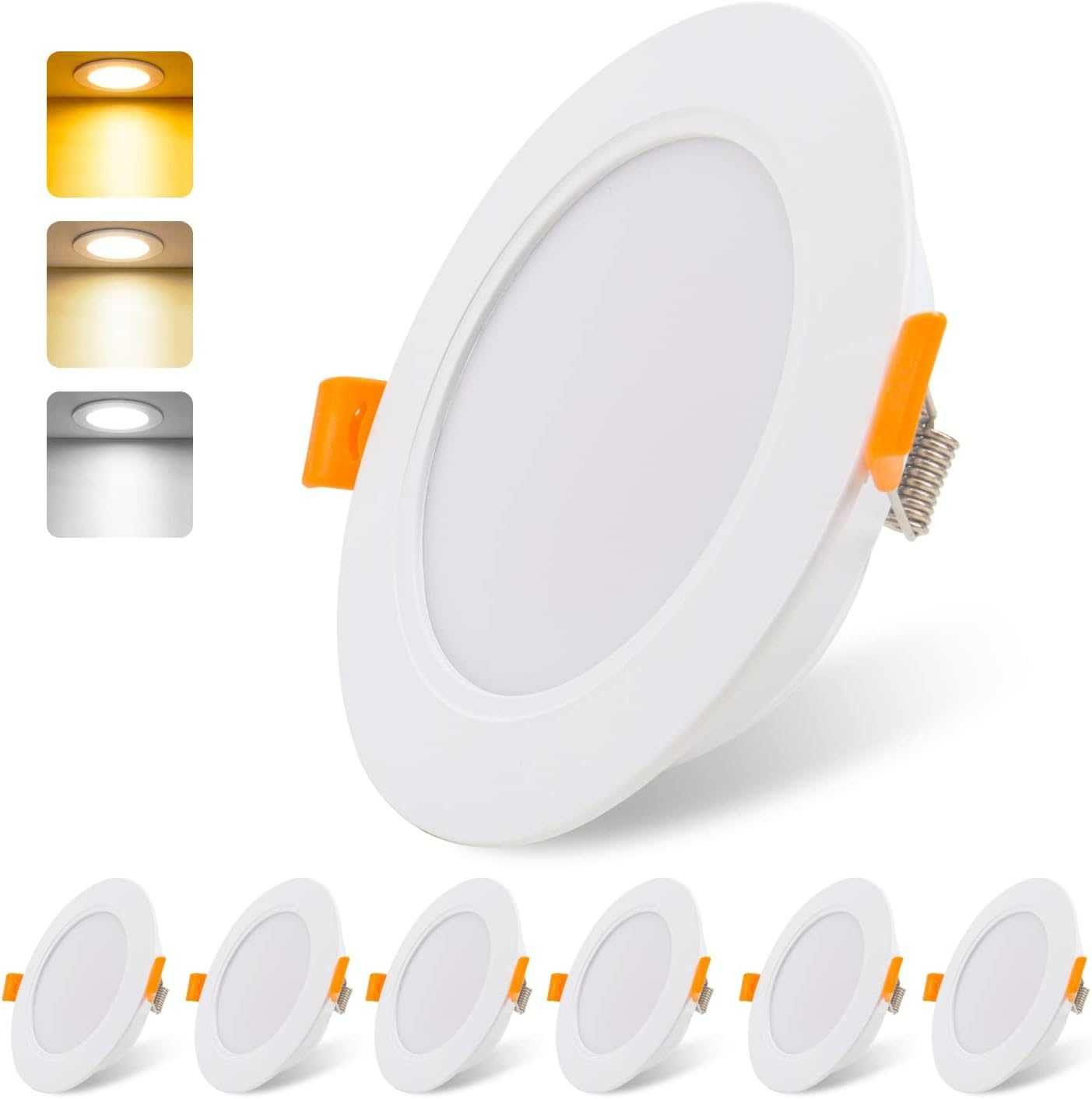 Reflektor LED do zabudowy,230 V,płaski,9W,6 sztuk do zabudowy, biały