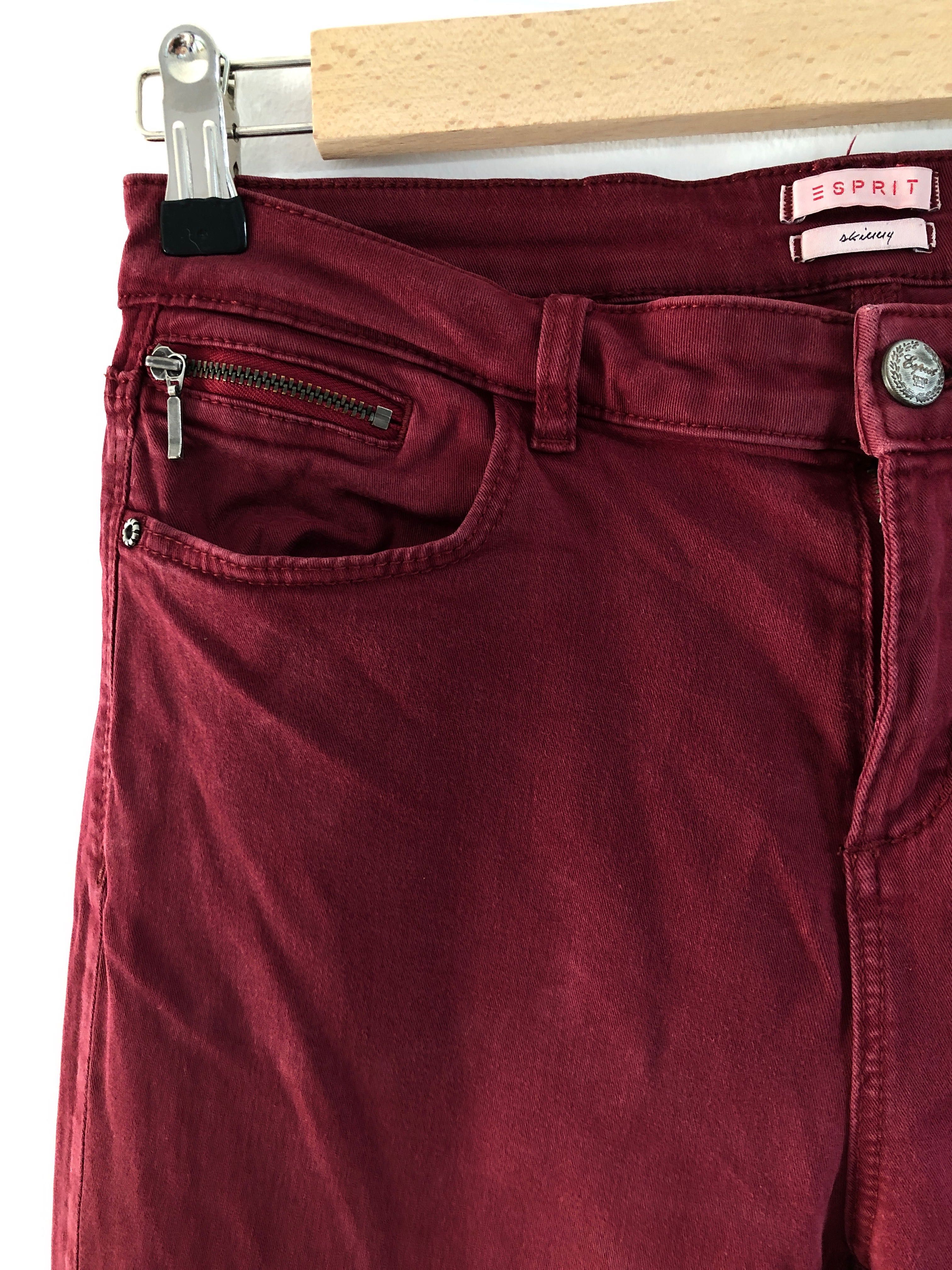 Spodnie Esprit skinny bordo 38 bordowy