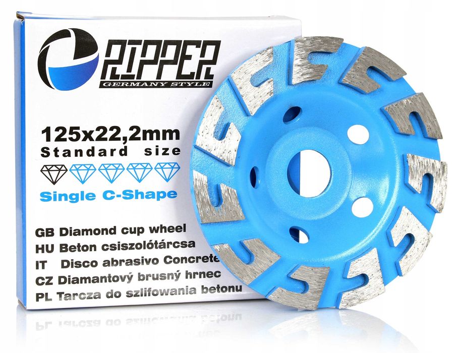 TARCZA GARNKOWA Do Szlifowania Betonu 125mm typ T ceramiki kamienia