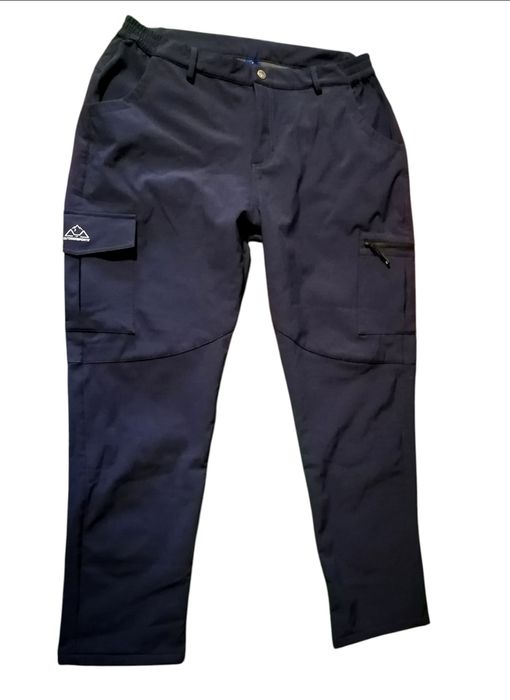 Штани Outdoor Sports софтшел на флісі 2XL-3XL, теплі, карго, сині