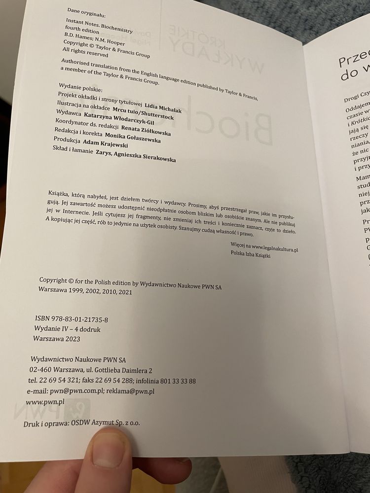Biochemia krótkie wykłady PWN