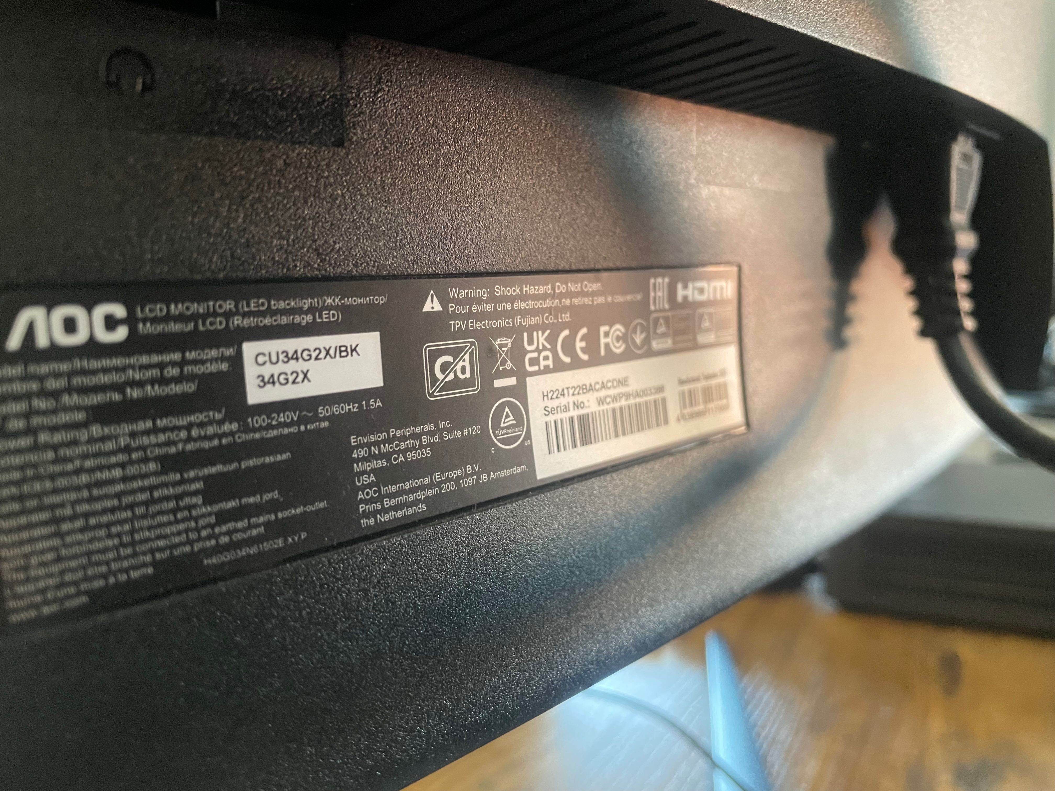 Monitor AOC cu34g2x/bk34g2x