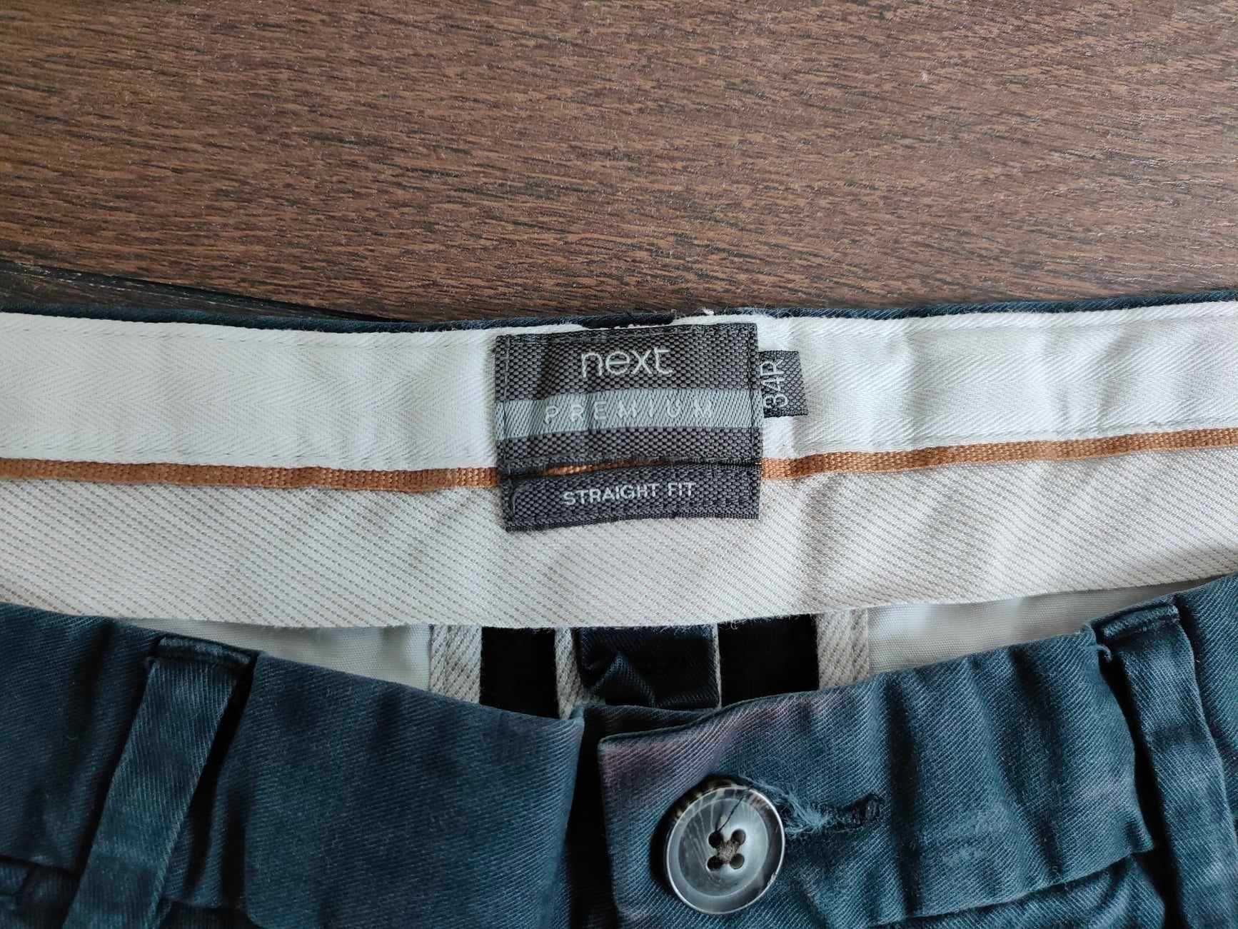 Długie męskie spodnie NEXT premium straight fit 34 (L) / bawełniane