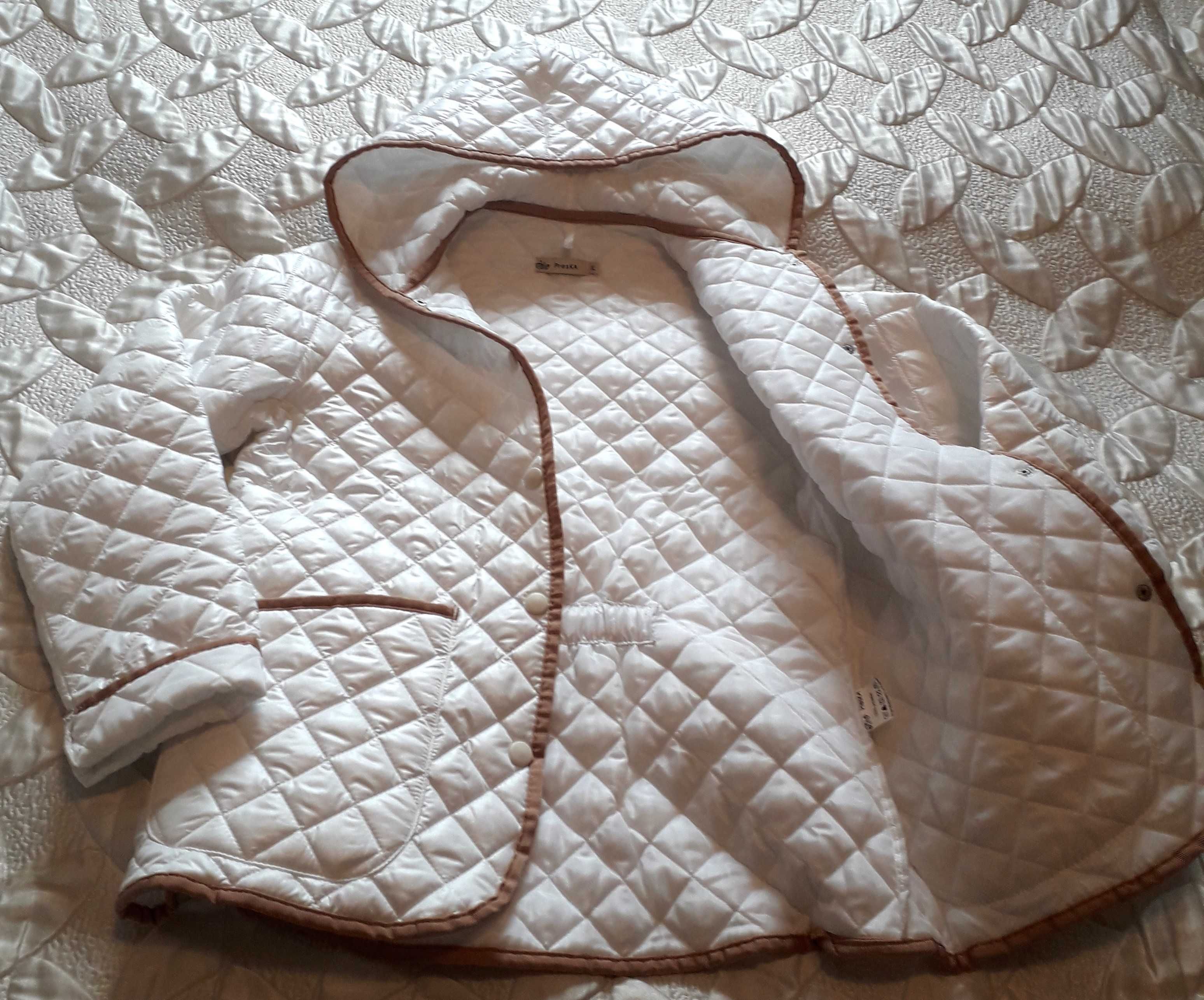 Biała kurteczka pikowana z kapturem, PRESKA, XL, nowa