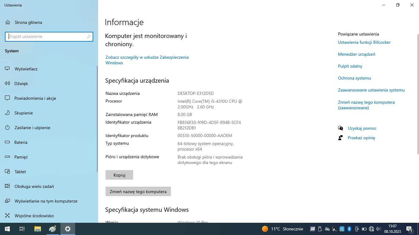 Ultrabook DELL e7250  i5-5300U , 8GB, 128SSD Win 10 - Diagnostyka