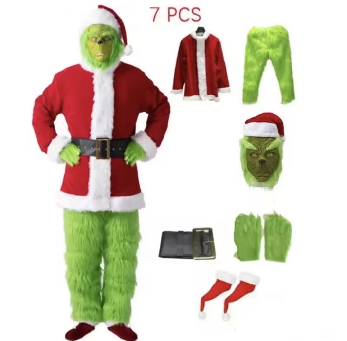 Дорослий чоловічий мохнатий костюм Грінч, Викрадач Різдва