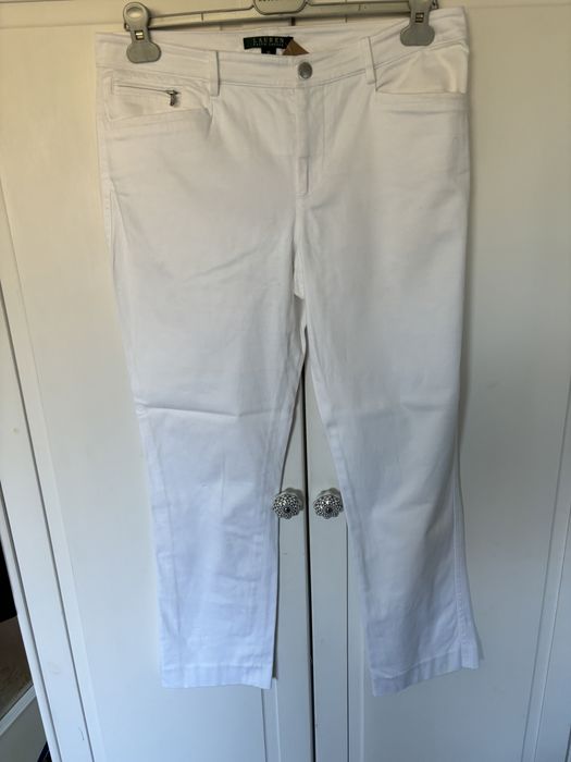 Ralph Lauren biale spodnie chinosy chinos eleganckie bawelna