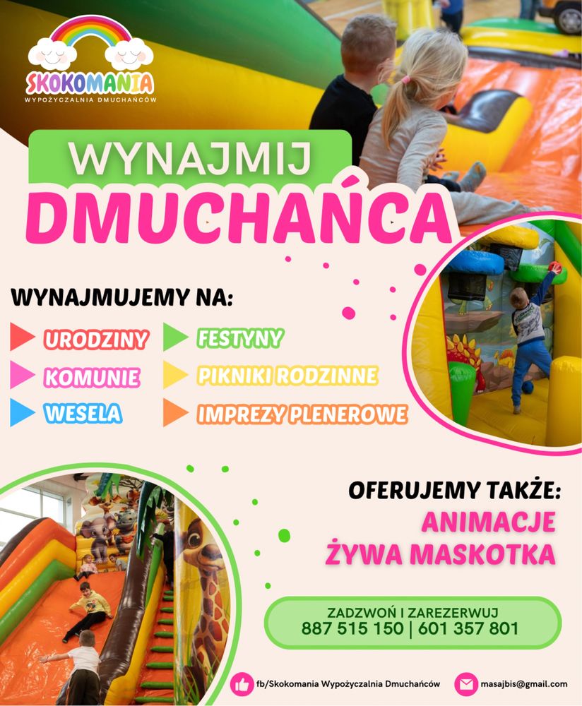 SKOKOMANIA dmuchańce | dmuchane zjeżdzalnie | place zabaw | animacje