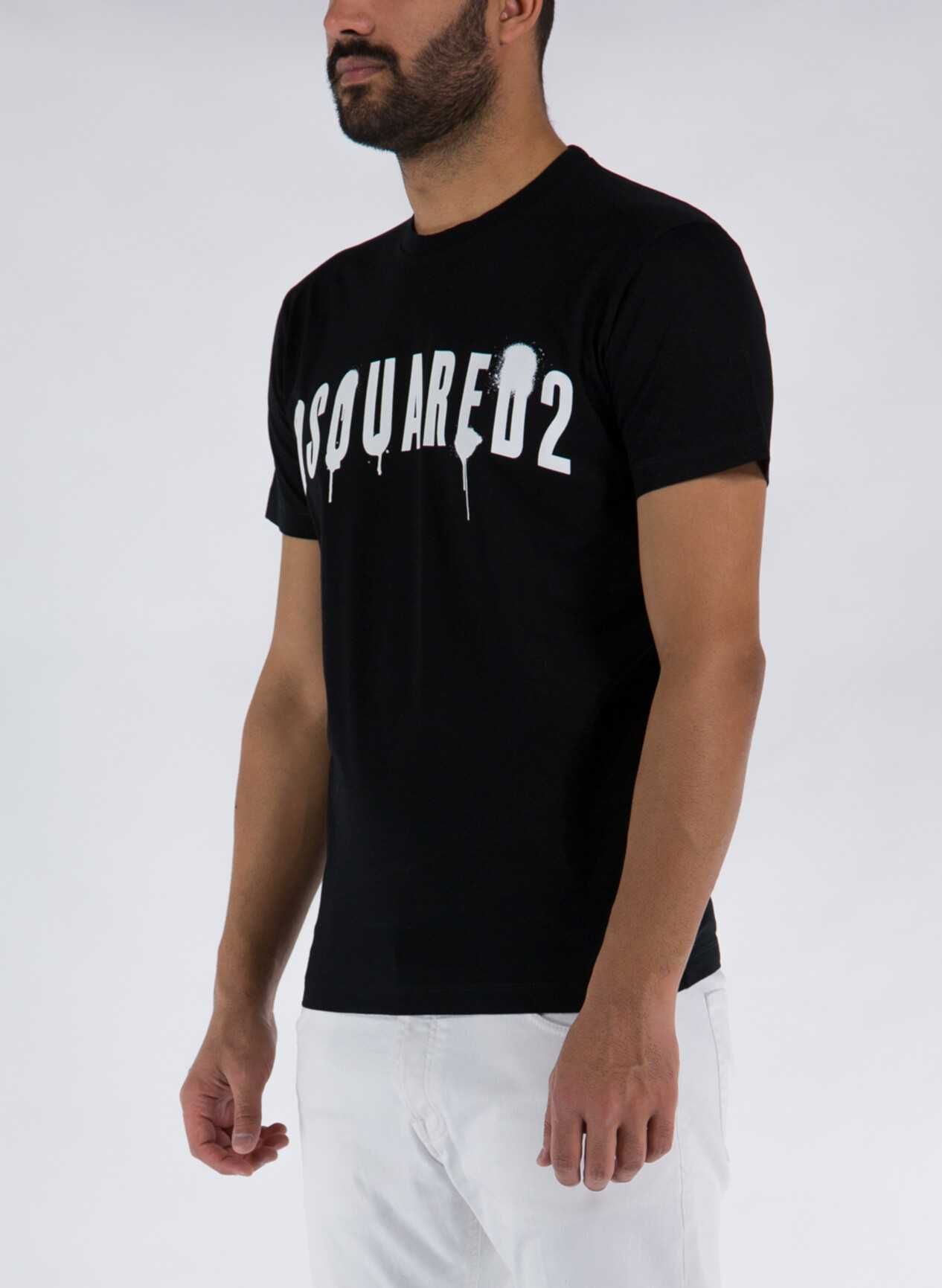DSQUARED2 męski t-shirt koszulka NERO / BIANCO