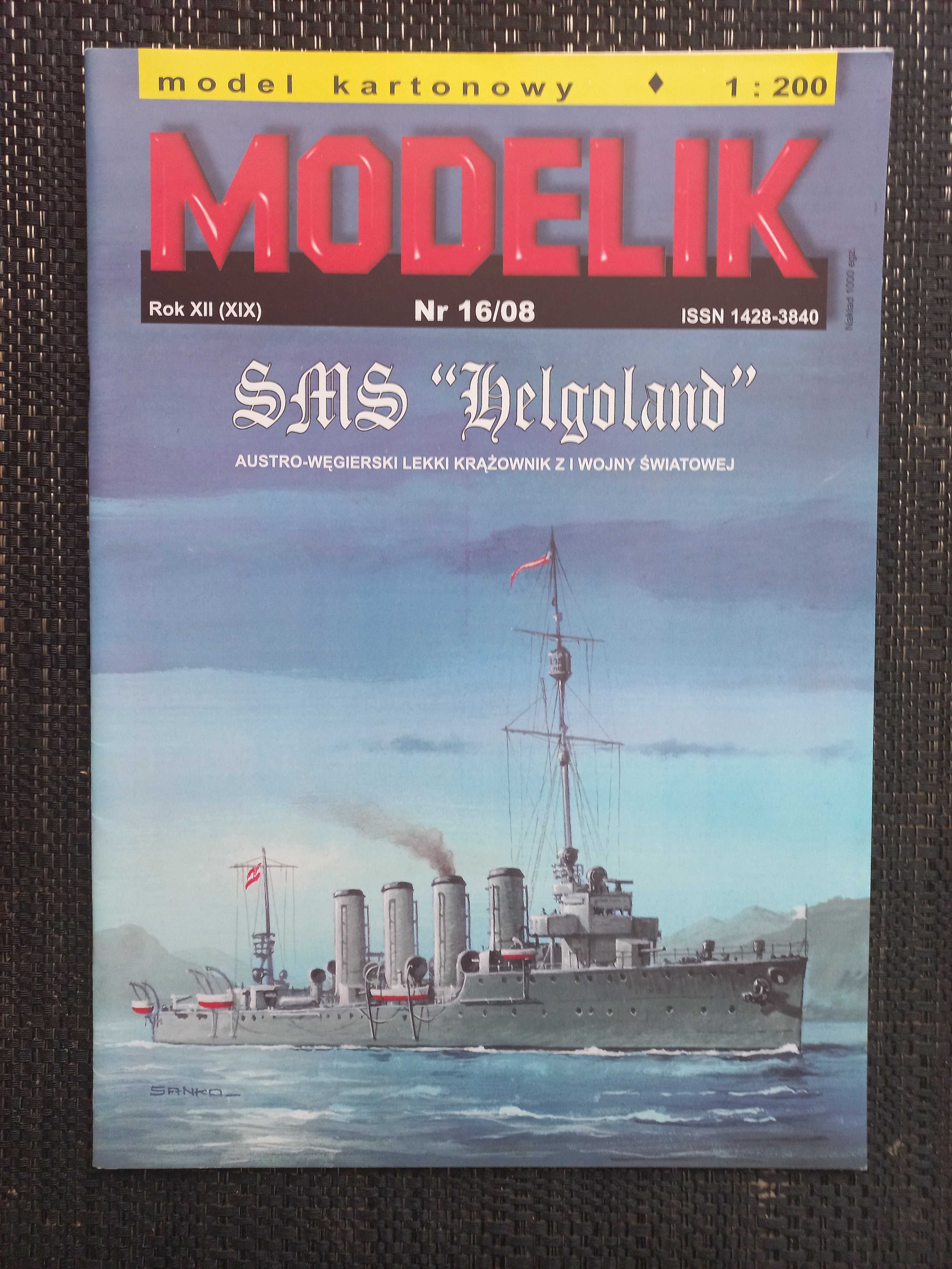 Model Kartonowy Modelik 16/08 SMS HELGOLAND Lekki krążownik