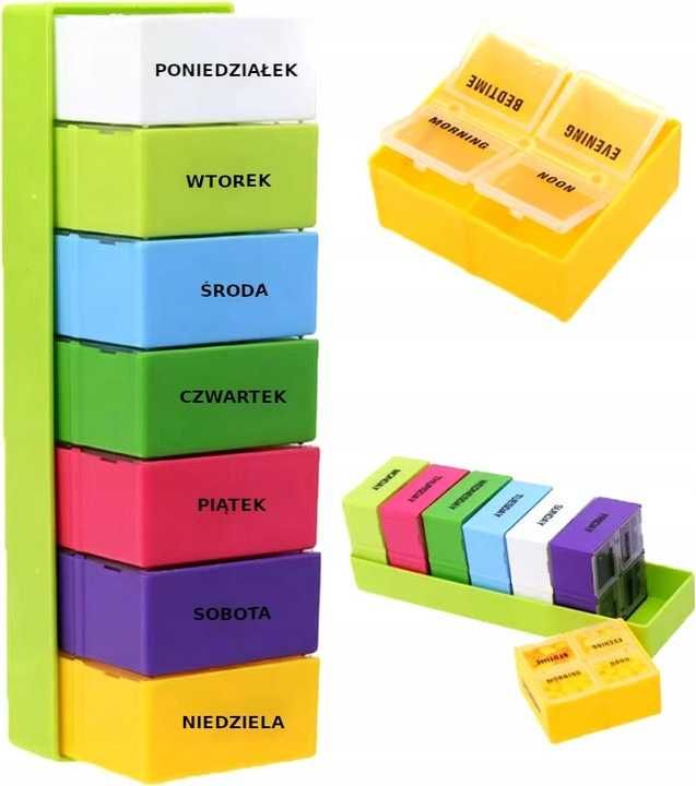Pojemnik Etui Pudełko Kasetka Na Leki 7 Dni 4 Pory Tygodniowa Polskie
