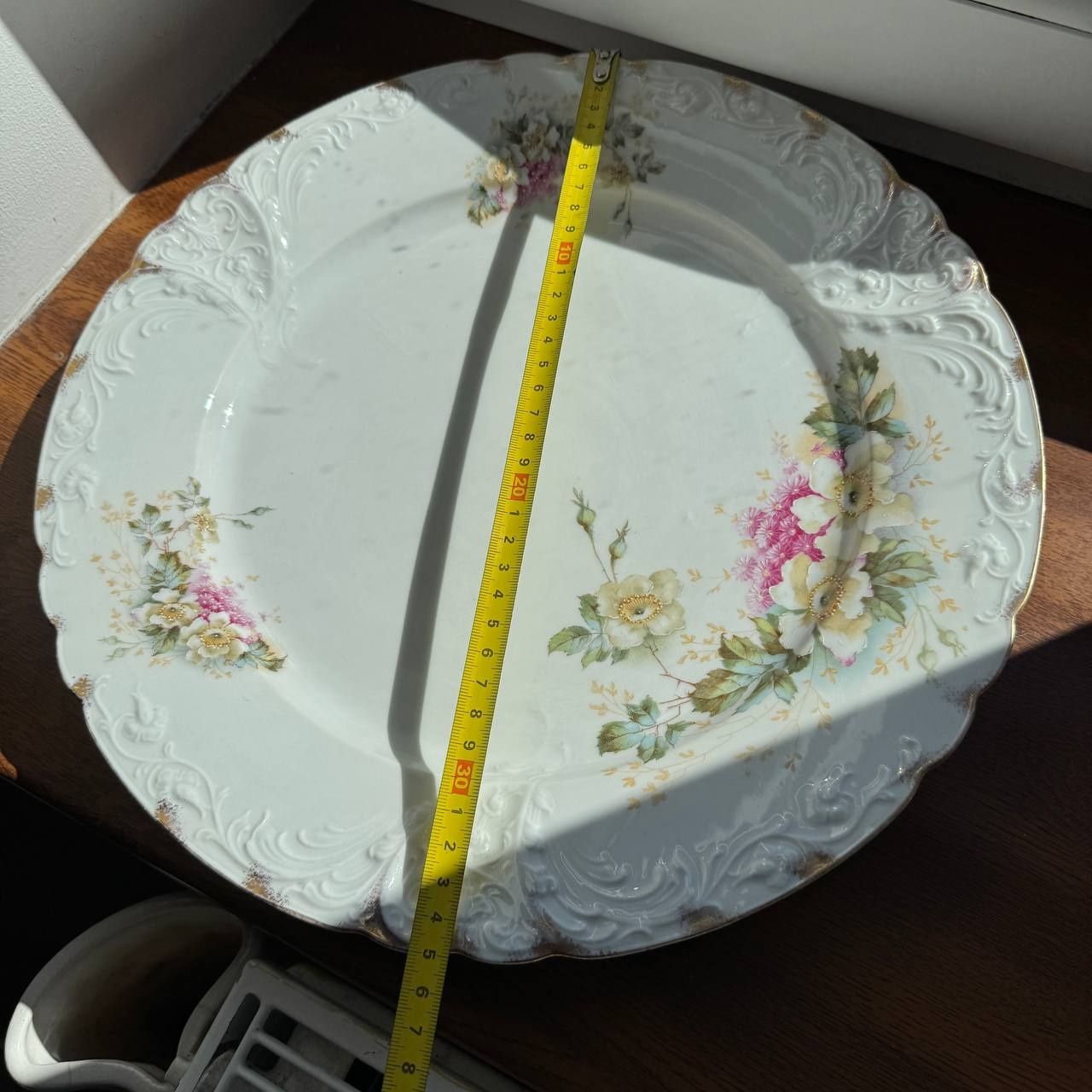 Patera Różyczki Carl Teich CT XIX wiek Porcelana ryflowana