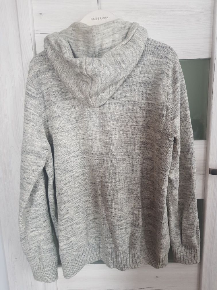 Bluza r.M h&m szara z kapturem bawełniana ciepła męska